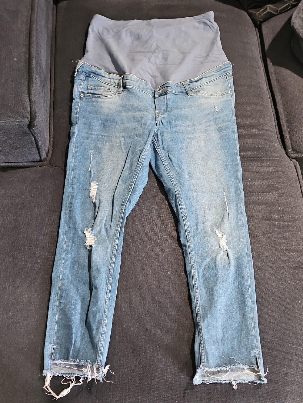 Maternity Distressed Light Blue Denim Jeans